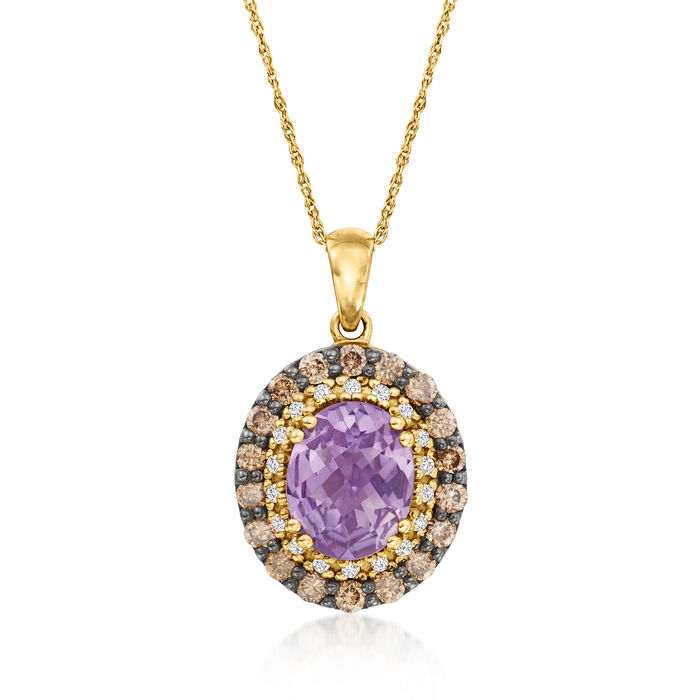 Le Vian 2.10 Carat Grape Amethyst Pendant Necklace with .79 ct. t.w. Chocolate and Vanilla Diamonds in 14kt Honey Gold