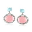 Pink Opal With Aqua Chalcedony and .80 ct. t.w. White Zircon Earrings in Sterling Silver