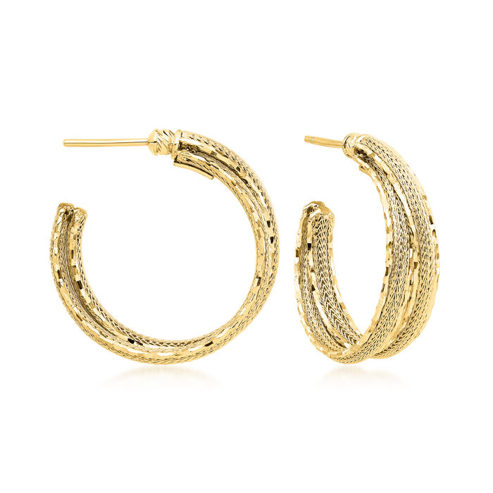 Italian 14kt Yellow Gold Crossover Hoop Earrings