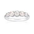 3-4.5mm Cultured Pearl Ring with Diamond Accents in 14kt White Gold