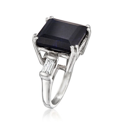 9.00 Carat Sapphire and .50 ct. t.w. White Topaz Ring in Sterling Silver