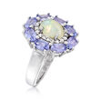 Opal and 2.00 ct. t.w. Tanzanite Ring Ring with .21 ct. t.w. Diamonds in Sterling Silver 
