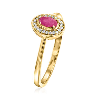 .20 Carat Ruby Ring with Diamond Accents in 14kt Yellow Gold