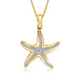 .20 ct. t.w. Diamond Starfish Pendant Necklace in 18kt Gold Over Sterling