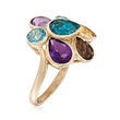 5.10 ct. t.w. Mixed Gem Cluster Ring in 14kt Yellow Gold