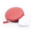 Royce Red Leather Circular Earbud Case  