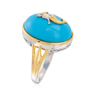 Turquoise Mermaid Ring in Sterling Silver and 18kt Gold Over Sterling