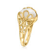 11.5-12mm Cultured Mabe Pearl Milgrain Ring in 18kt Gold Over Sterling