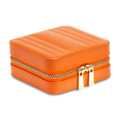 WOLF &quot;Maria&quot; Orange Leather Small Jewelry Zip Case