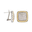 1.00 ct. t.w. Pave Diamond Square Earrings with Beaded Frames in Sterling and 18kt Gold