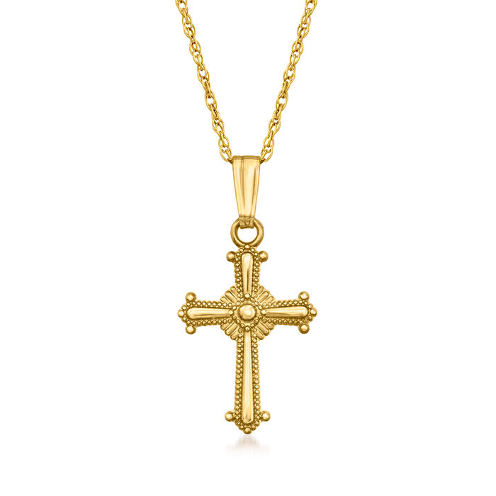 Child's 14kt Yellow Gold Cross Pendant Necklace in 14kt Yellow Gold
