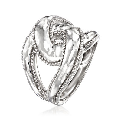 Sterling Silver Beaded-Edge Knot Ring