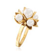 C. 1970 Vintage 5x6mm Cultured Akoya Pearl Flower Cluster Ring in 14kt Yellow Gold