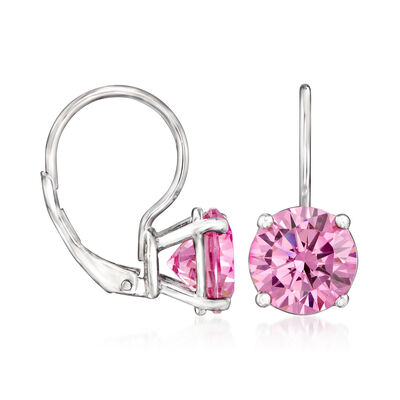5.25 ct. t.w. Simulated Pink Sapphire Drop Earrings in Sterling Silver