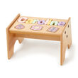 Child's Personalized Name Garden-Theme Maple-Finished Puzzle Stool - Pastel Colors