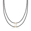 10-10.5mm Cultured Pearl and 30.00 ct. t.w. Black Spinel Bead Necklace in 14kt Yellow Gold