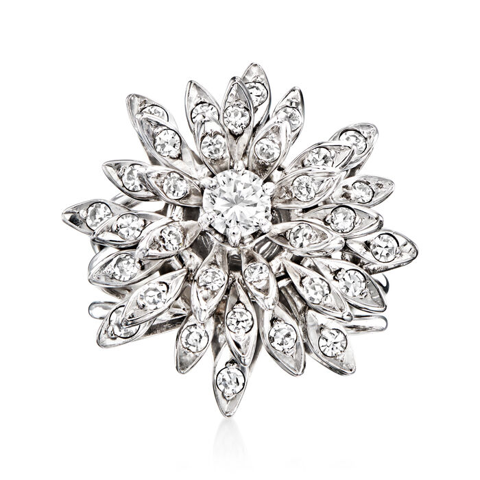 C. 1970 Vintage 1.00 ct. t.w. Diamond Flower Ring in 14kt White Gold