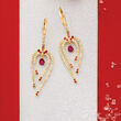 .50 ct. t.w. Ruby and .49 ct. t.w. Diamond Drop Earrings in 14kt Yellow Gold