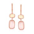 Champagne and Pink Glass Drop Earrings in 18kt Rose Gold Over Sterling