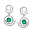 1.80 ct. t.w. Emerald and 1.50 ct. t.w. Diamond Earrings in    14kt White Gold