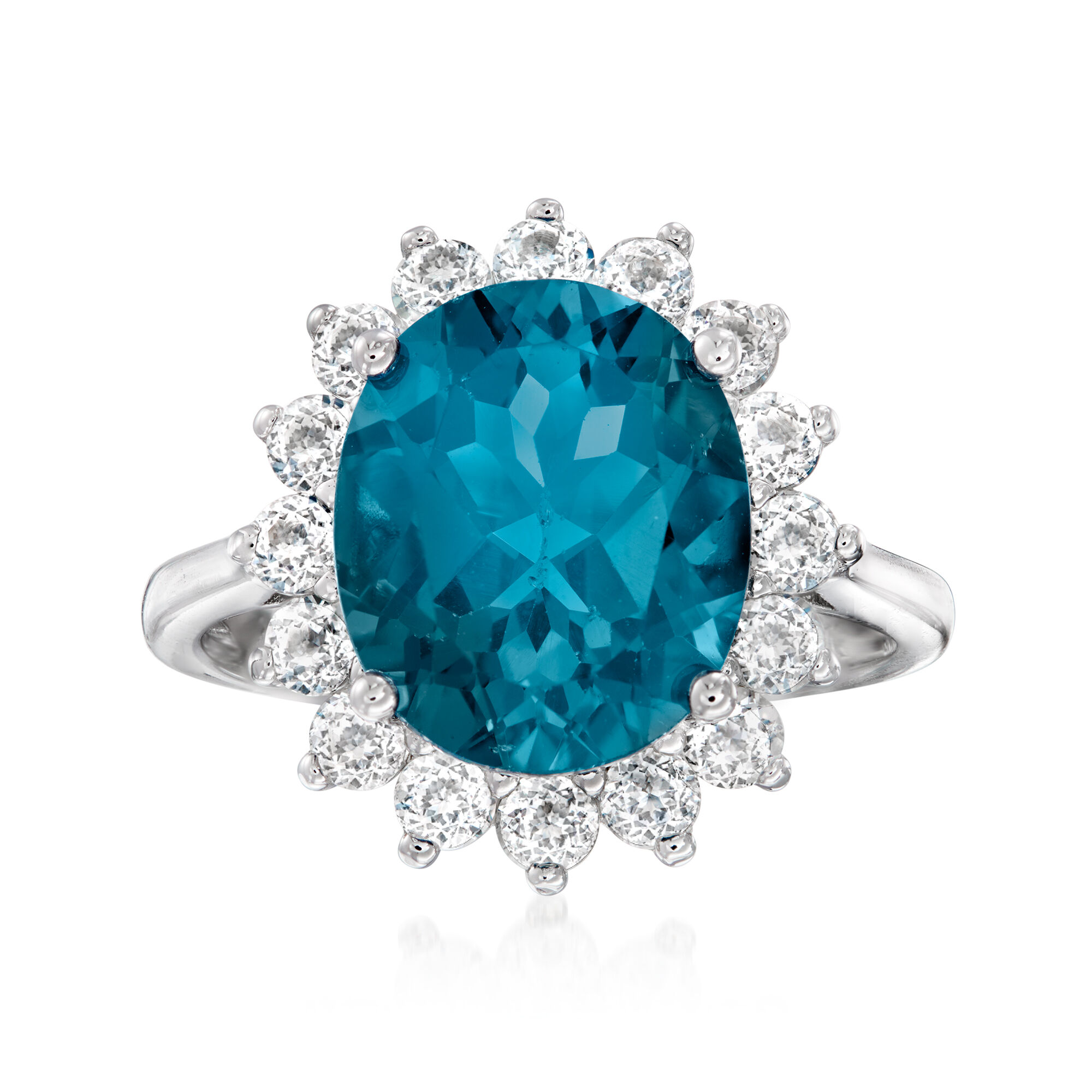 5.40 Carat London Blue Topaz and 1.10 ct. t.w. White Topaz Ring in