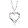 Gabriel Designs .11 ct. t.w. Diamond Heart Pendant Necklace in 14kt White Gold