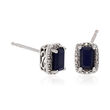 1.30 ct. t.w. Sapphire Stud Earrings with Diamond Accents in Sterling Silver