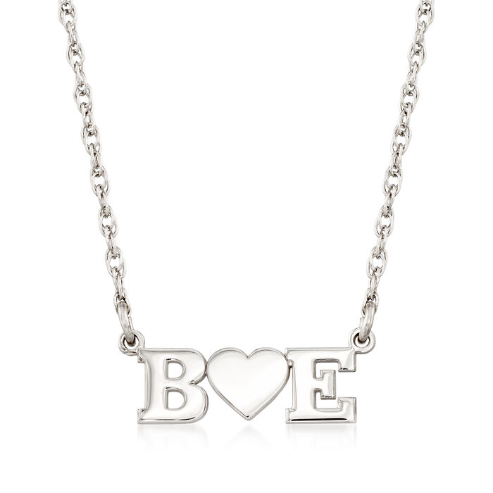 Sterling Silver Two-Initial and Heart Necklace