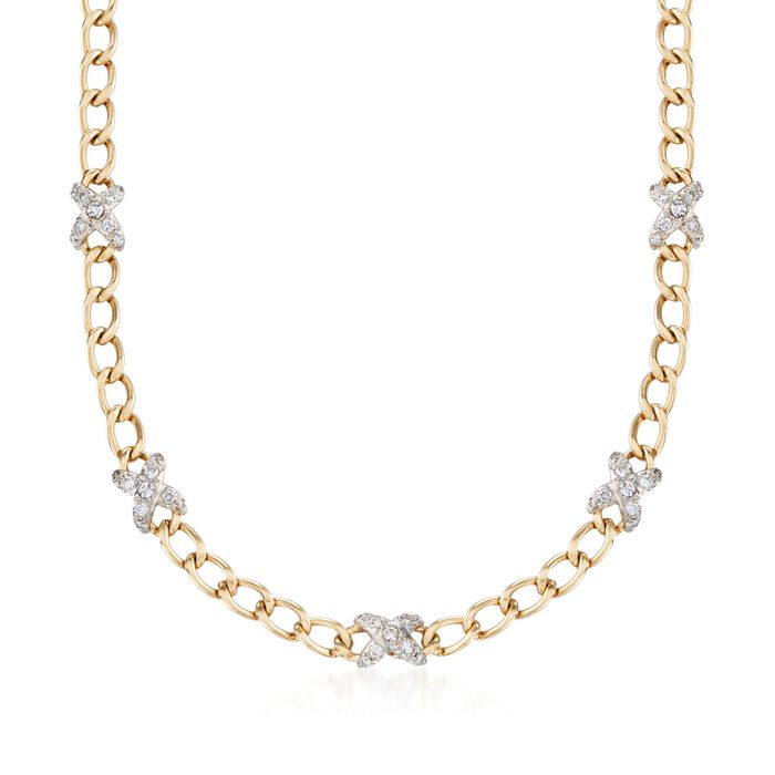 C. 1980 Vintage Hammerman Brothers 2.00 ct. t.w. Diamond X Curb Link Necklace in 14kt Yellow Gold