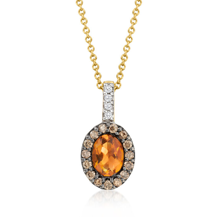 Le Vian .70 Carat Cinnamon Citrine Pendant Necklace with .23 ct. t.w. Chocolate and Vanilla Diamonds in 14kt Honey Gold