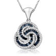 .50 ct. t.w. Blue and White Diamond Love Knot Pendant Necklace in Sterling Silver
