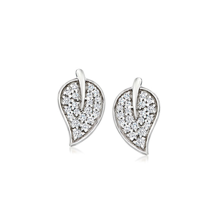 .12 ct. t.w. Diamond Leaf Earrings in Sterling Silver