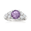 C. 1980 Vintage 1.45 Carat Amethyst Ring with .55 ct. t.w. Diamonds in 14kt White Gold