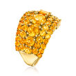 4.80 ct. t.w. Citrine Multi-Row Ring in 18kt Gold Over Sterling