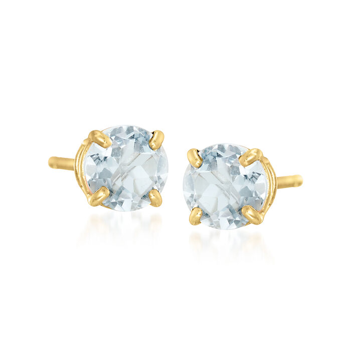 .50 ct. t.w. Round Aquamarine Stud Earrings in 14kt Yellow Gold