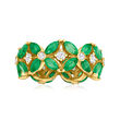 3.90 ct. t.w. Emerald Floral Eternity Band with .60 ct. t.w. Diamonds in 14kt Yellow Gold