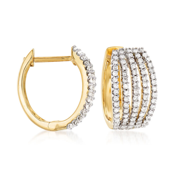 .50 ct. t.w. Diamond Multi-Row Huggie Hoop Earrings in 14kt Yellow Gold