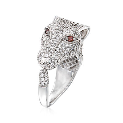 2.90 ct. t.w. CZ Cougar Ring with Brown CZ Accents in Sterling Silver