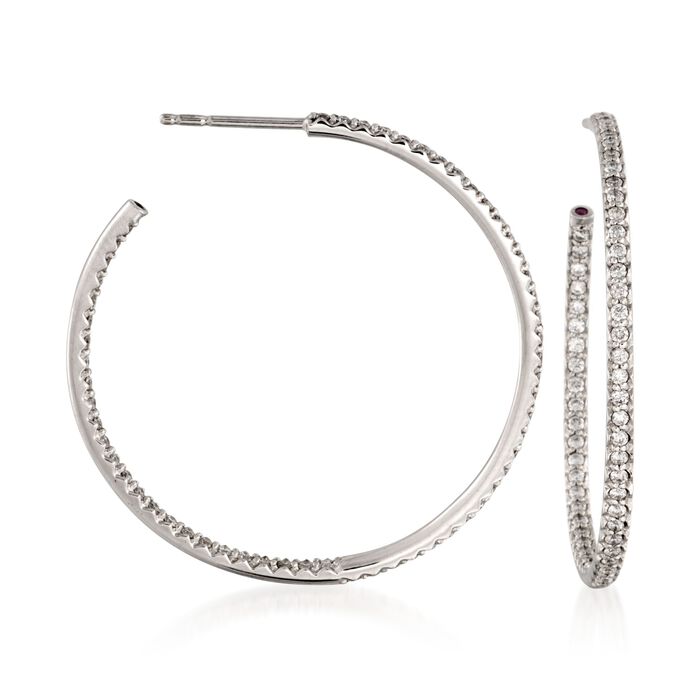 Roberto Coin 1.10 ct. t.w. Diamond Inside-Outside Hoop Earrings in 18kt White Gold 