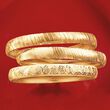 Set of Three 14kt Gold Over Sterling Silver Diamond-Cut Bangle Bracelets
