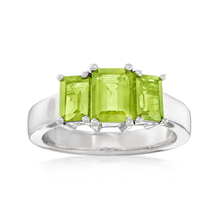1.90 ct. t.w. Peridot Three-Stone Ring in Sterling Silver