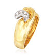 C. 1990 Vintage 18kt Two-Tone Gold Swirl Ring with Diamond Accents