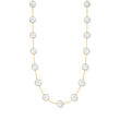 7-7.5mm Cultured Pearl Station Necklace in 14kt Yellow Gold