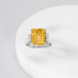 5.30 Carat Citrine and .20 ct. t.w. White Topaz Ring in Sterling Silver
