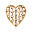 C. 1990 Vintage 1.00 ct. t.w. Diamond Heart Pin/Pendant in 14kt Yellow Gold