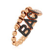 C. 2000 Vintage .37 ct. t.w. Black and White Diamond Baci Beaded Ring in 18kt Rose Gold