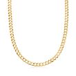 Men's 7mm 14kt Yellow Gold Faceted Curb-Link Chain Necklace