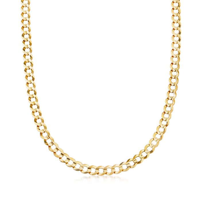 Men's 7mm 14kt Yellow Gold Faceted Curb-Link Chain Necklace