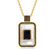 Mother-of-Pearl and Onyx Pendant Necklace with .70 ct. t.w. Black Spinel in 18kt Gold Over Sterling