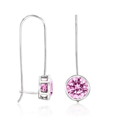 3.80 ct. t.w. Simulated Pink Sapphire Drop Earrings in Sterling Silver